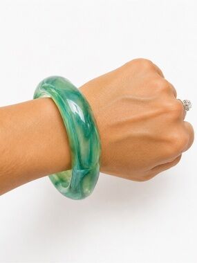 NEW Green Marbled Resin Bangle Bracelet